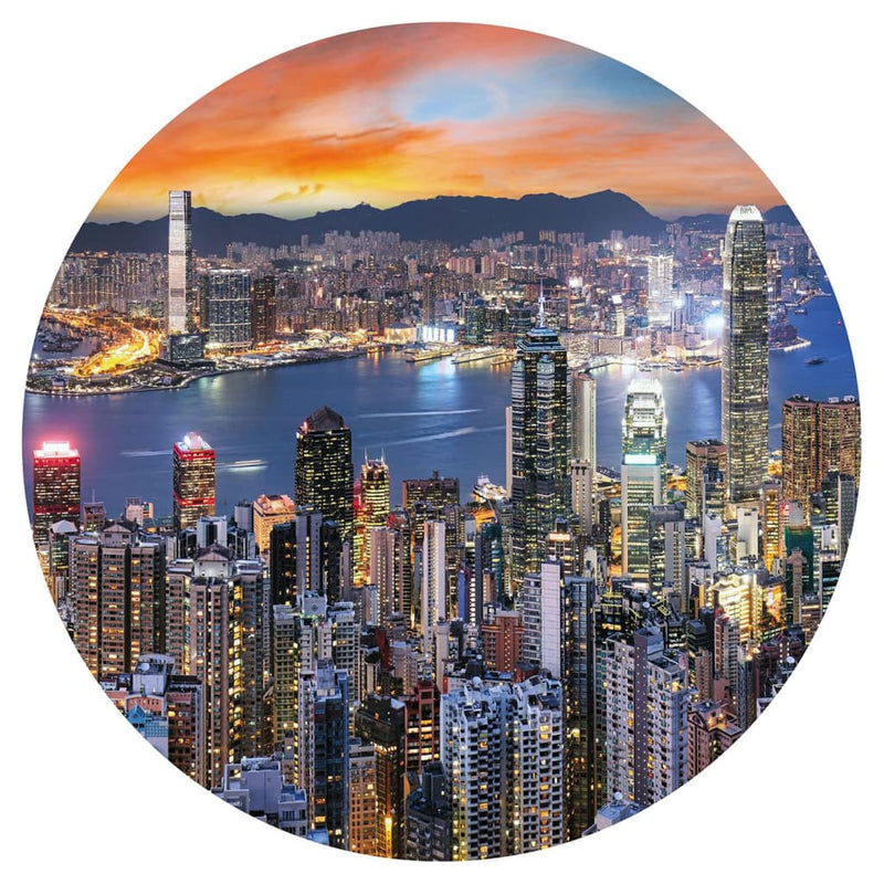 Afbeelding laden in galerijviewer, WallArt WallArt Behangcirkel Skyline by Night 142,5 cm
