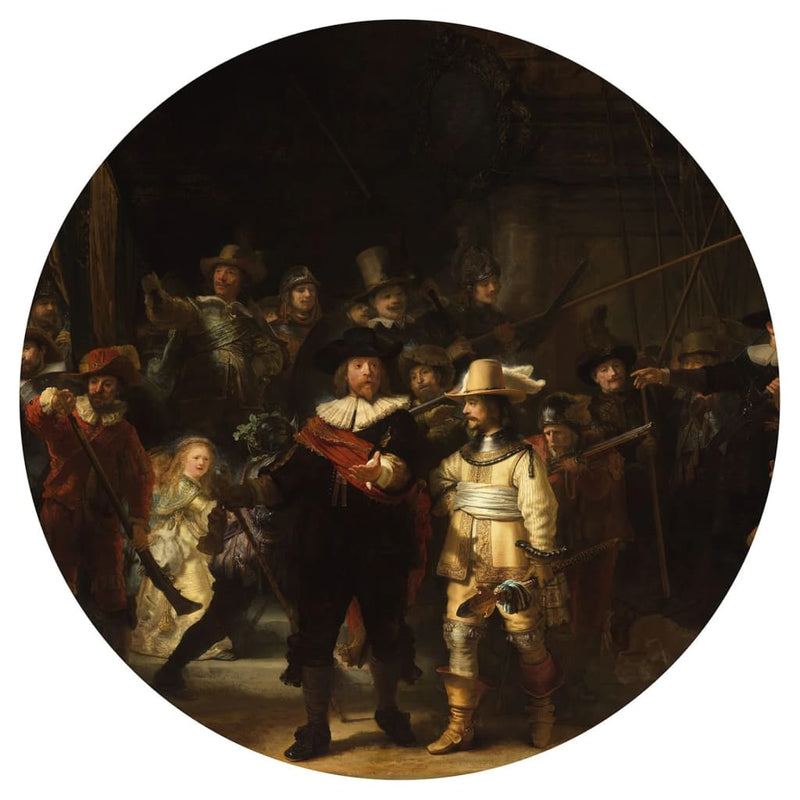 Afbeelding laden in galerijviewer, Wallart behangcirkel the night watch 142,5 cm
