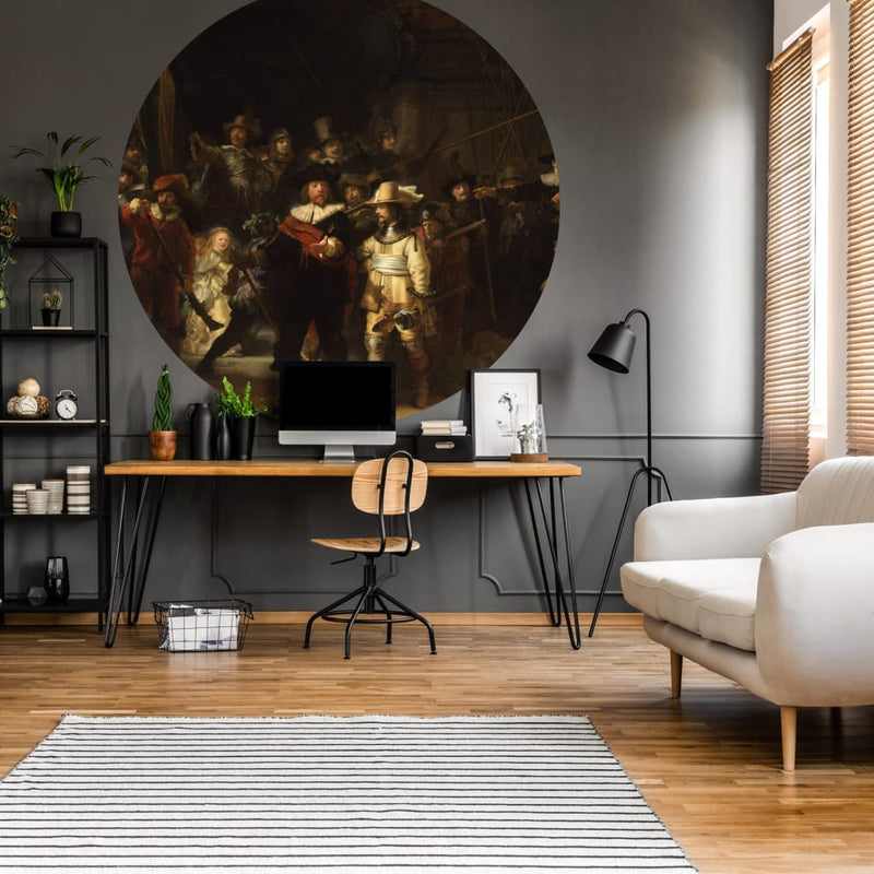 Afbeelding laden in galerijviewer, Wallart behangcirkel the night watch 142,5 cm
