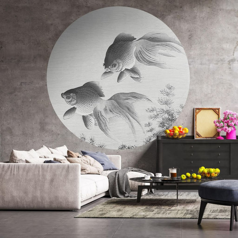 Afbeelding laden in galerijviewer, WallArt WallArt Behangcirkel Two Goldfish 190 cm
