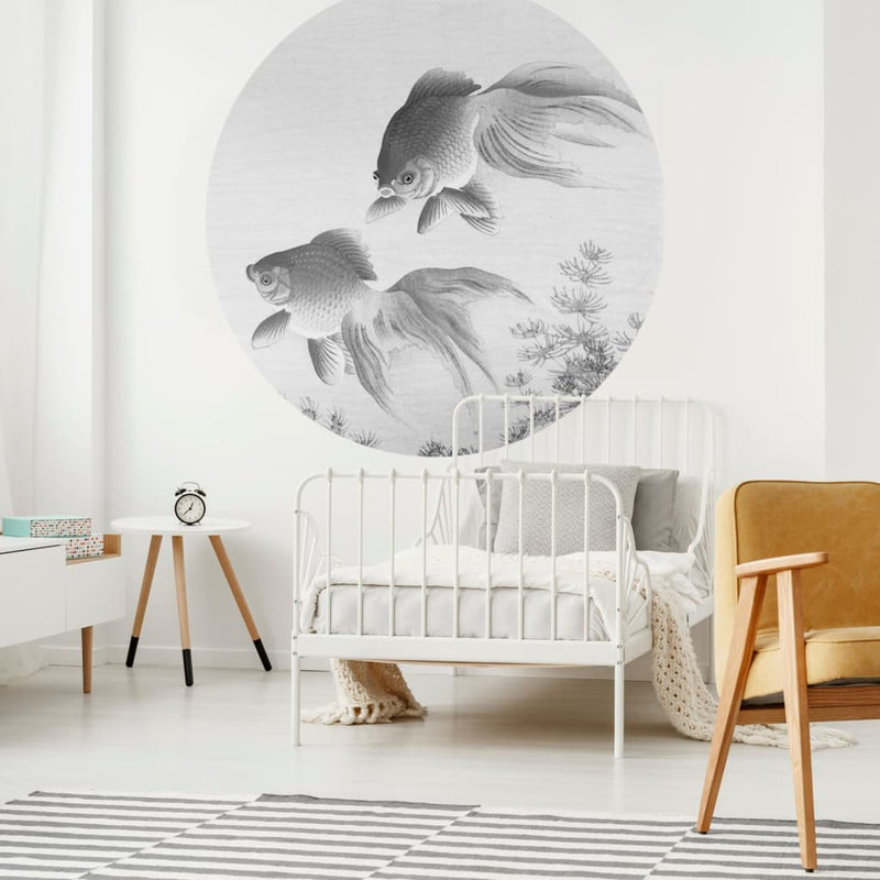 Afbeelding laden in galerijviewer, WallArt WallArt Behangcirkel Two Goldfish 142,5 cm
