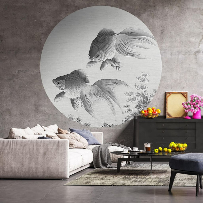 Afbeelding laden in galerijviewer, WallArt WallArt Behangcirkel Two Goldfish 142,5 cm
