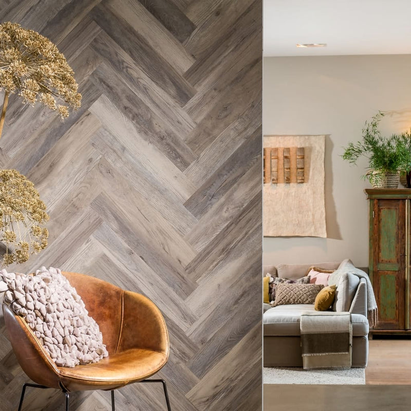 Afbeelding laden in galerijviewer, Wallart planken hout-look schuurhout eiken whitewash
