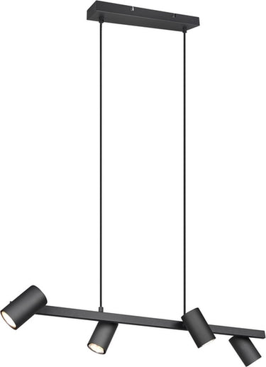 Trio marley - hanglamp - zwart mat - excl. 4x gu10 4,9 w - plafondbevestiging - in hoogte verstelbaar