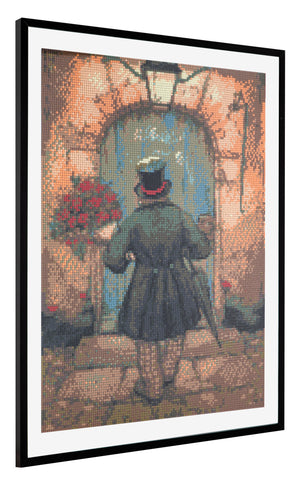 Grafix diamond painting anton pieck man met rozen 40x50cm