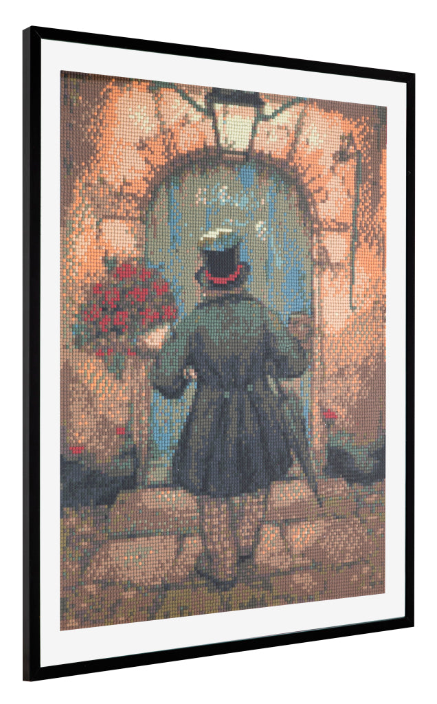 Afbeelding laden in galerijviewer, Grafix diamond painting anton pieck man met rozen 40x50cm
