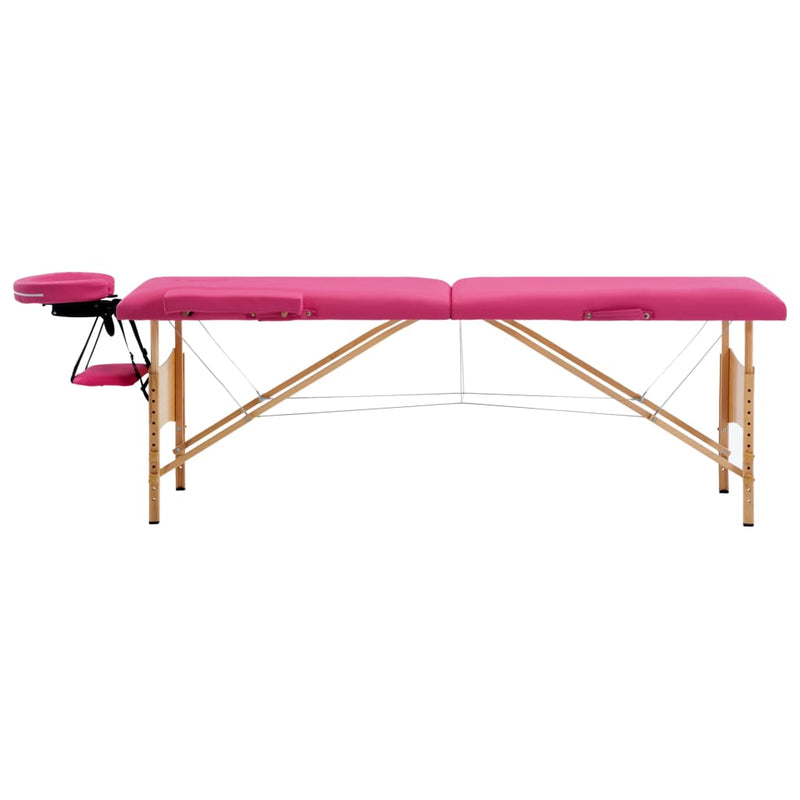 Afbeelding laden in galerijviewer, Vidaxl massagetafel inklapbaar 2 zones hout roze
