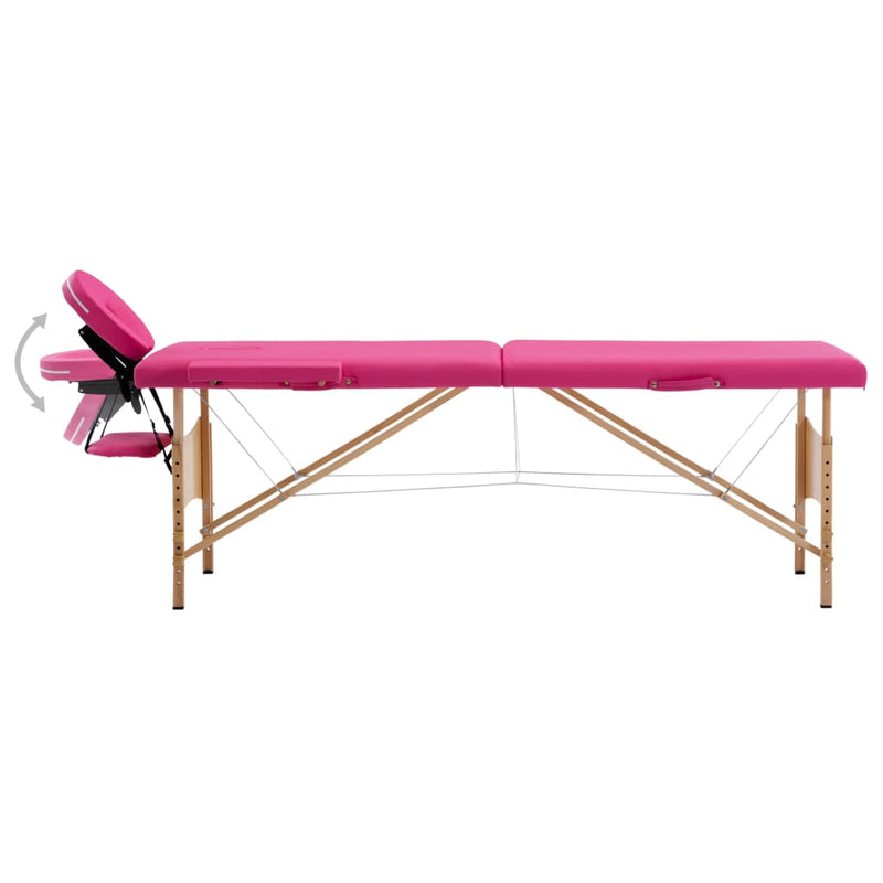 Afbeelding laden in galerijviewer, Vidaxl massagetafel inklapbaar 2 zones hout roze
