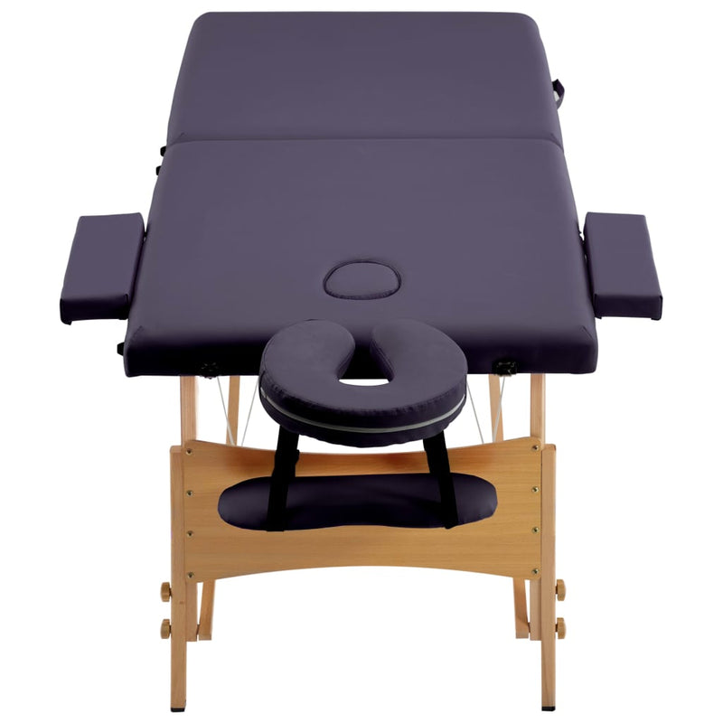 Afbeelding laden in galerijviewer, Vidaxl massagetafel inklapbaar 2 zones hout paars
