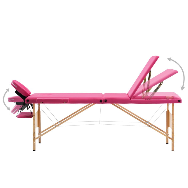 Afbeelding laden in galerijviewer, Vidaxl massagetafel inklapbaar 3 zones hout roze

