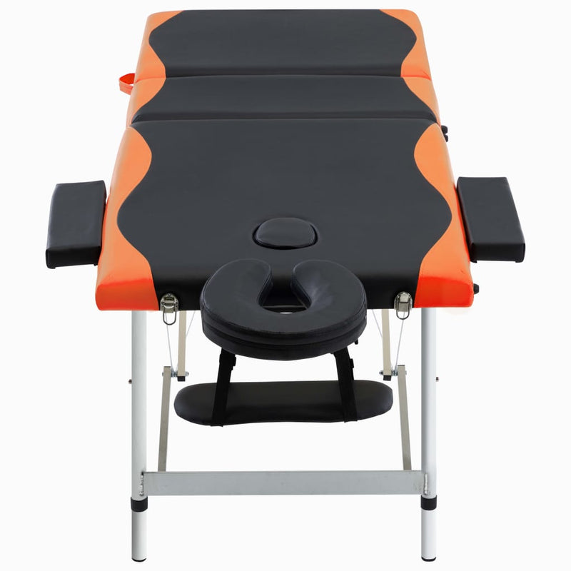 Afbeelding laden in galerijviewer, Vidaxl massagetafel inklapbaar 3 zones aluminium zwart en oranje
