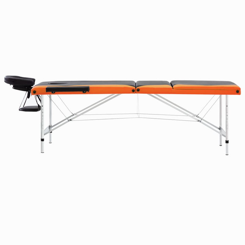 Afbeelding laden in galerijviewer, Vidaxl massagetafel inklapbaar 3 zones aluminium zwart en oranje
