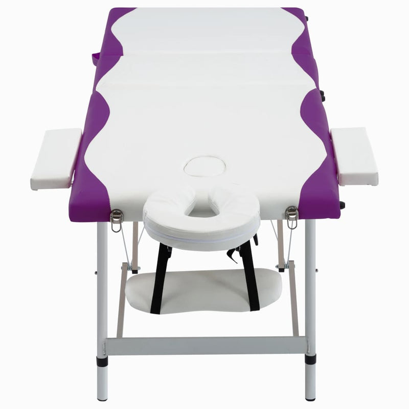 Afbeelding laden in galerijviewer, Vidaxl massagetafel inklapbaar 3 zones aluminium wit en paars
