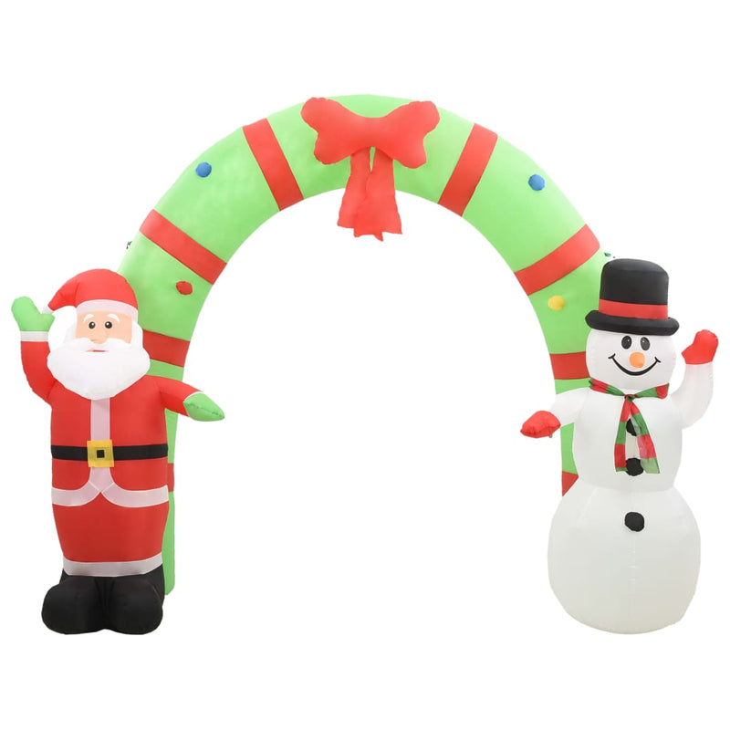 Afbeelding laden in galerijviewer, Vidaxl kerstboog kerstman en sneeuwpop opblaasbaar led 223 cm
