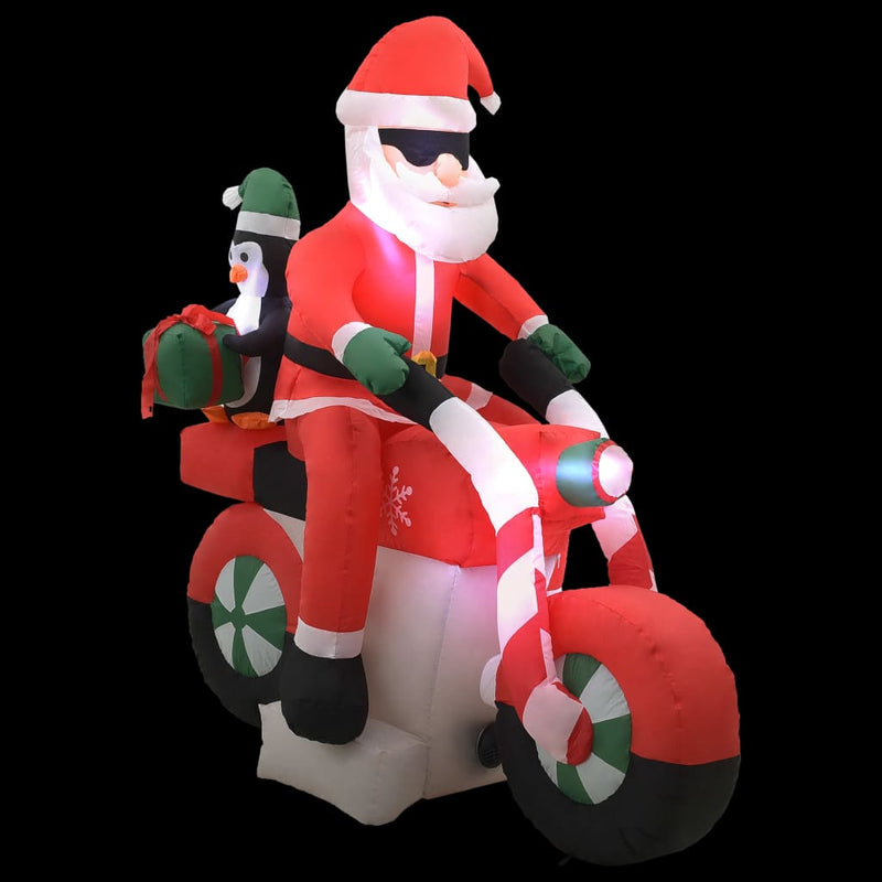 Afbeelding laden in galerijviewer, Vidaxl kerstman opblaasbaar op motorfiets led ip44 160 cm
