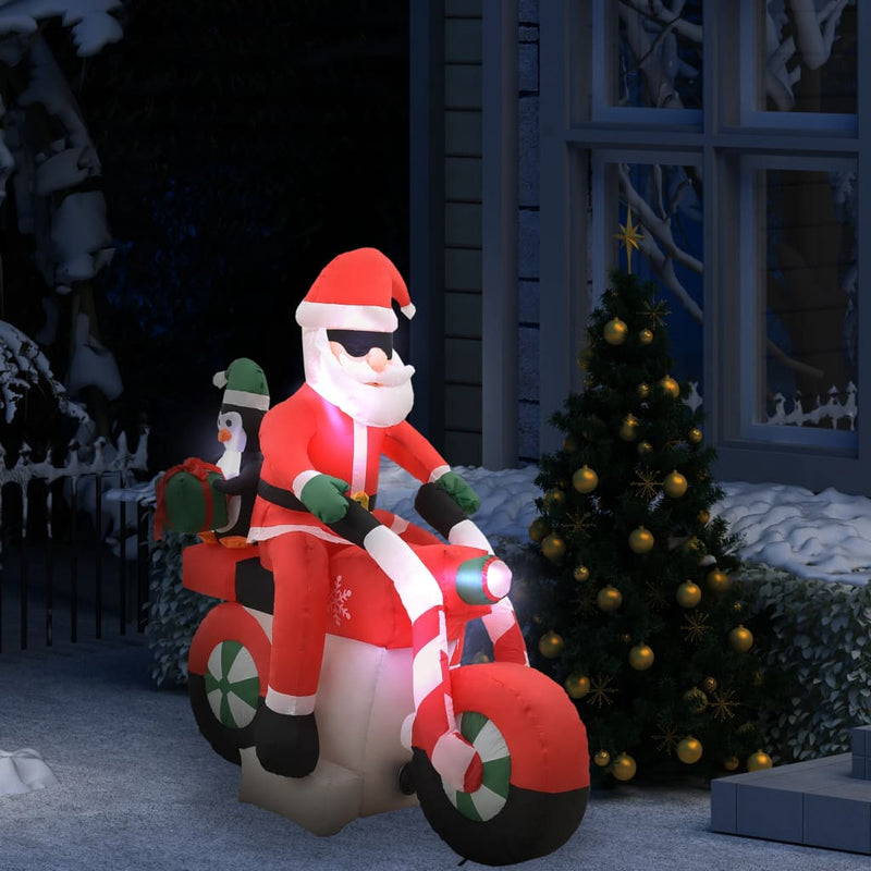 Afbeelding laden in galerijviewer, Vidaxl kerstman opblaasbaar op motorfiets led ip44 160 cm
