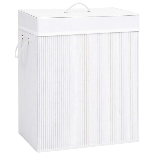 Vidaxl wasmand met 2 vakken 100 l bamboe wit