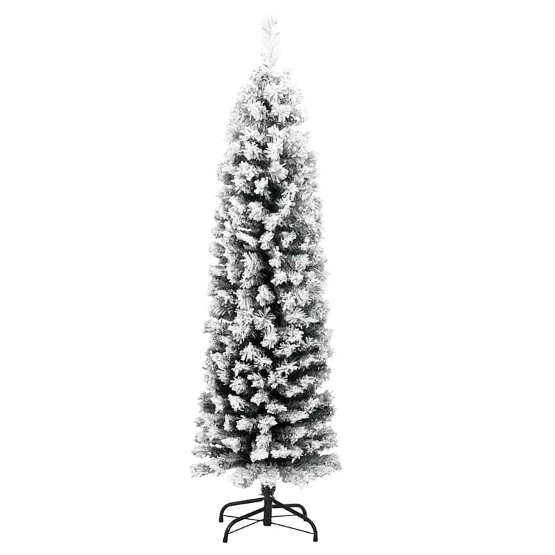 Afbeelding laden in galerijviewer, Vidaxl kunstkerstboom met sneeuw smal 150 cm pvc groen
