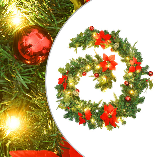 VidaXL Kerstslinger met LED-lampjes 2,7 m PVC groen