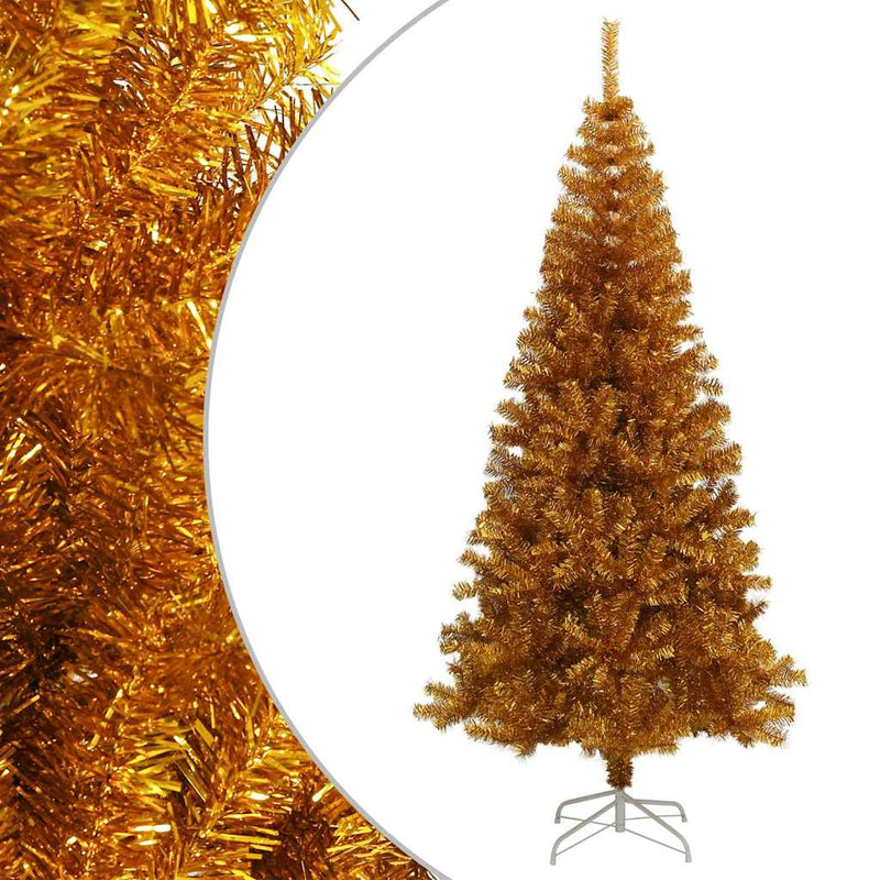 Afbeelding laden in galerijviewer, Vidaxl kunstkerstboom met standaard 180 cm pet goudkleurig
