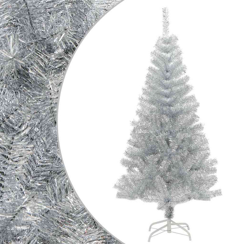 Afbeelding laden in galerijviewer, Vidaxl kunstkerstboom met standaard 150 cm pet zilverkleurig
