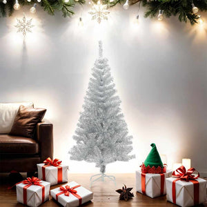 Vidaxl kunstkerstboom met standaard 150 cm pet zilverkleurig