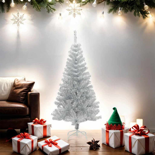 Vidaxl kunstkerstboom met standaard 150 cm pet zilverkleurig