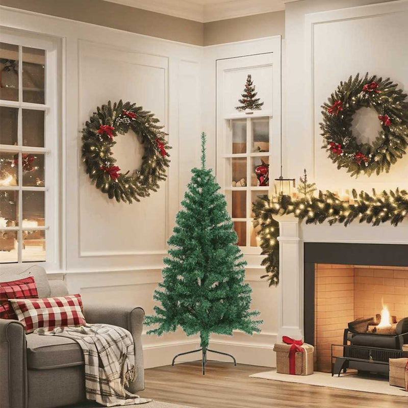 Afbeelding laden in galerijviewer, Vidaxl kunstkerstboom met standaard half 150 cm pvc groen
