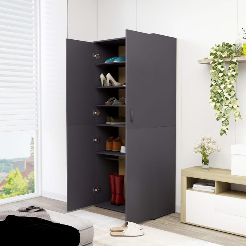 Afbeelding laden in galerijviewer, VidaXL Schoenenkast 80x39x178 cm bewerkt hout grijs
