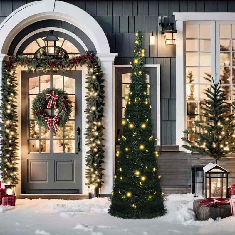 Afbeelding laden in galerijviewer, Vidaxl kunstkerstboom met verlichting pop-up 210 cm groen
