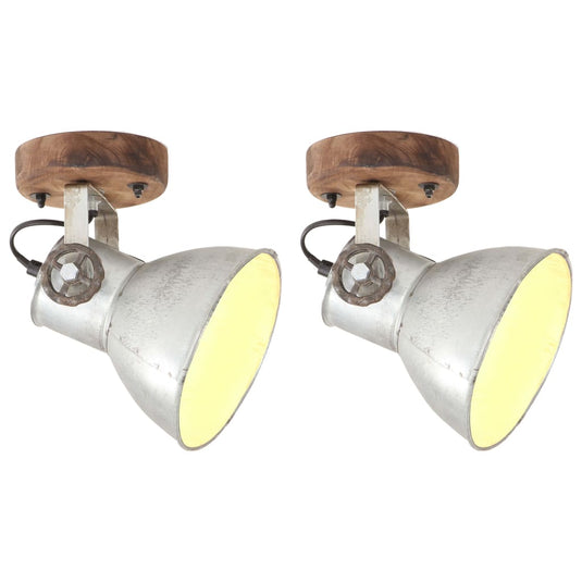 Vidaxl wand- plafondlampen industrieel 2 st e27 20x25 cm zilverkleurig