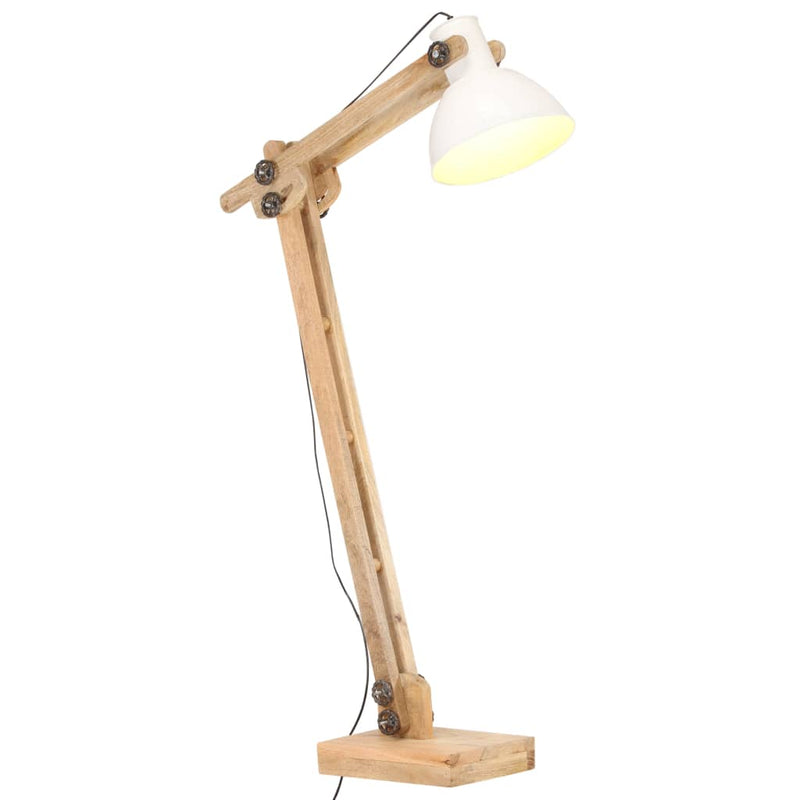 Afbeelding laden in galerijviewer, VidaXL Vloerlamp E27 massief mangohout wit

