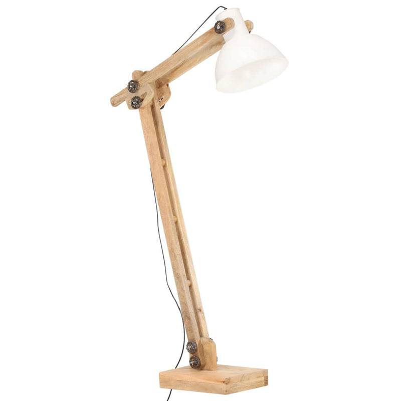 Afbeelding laden in galerijviewer, VidaXL Vloerlamp E27 massief mangohout wit

