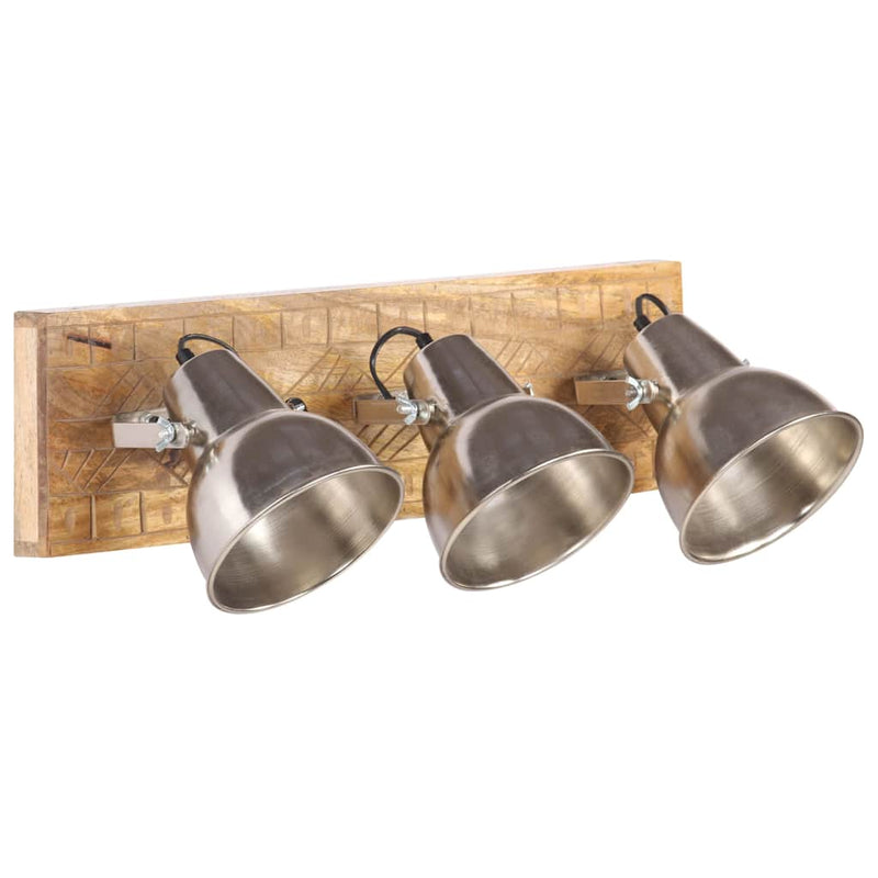 Afbeelding laden in galerijviewer, Vidaxl wandlamp industrieel e27 70x23 cm mangohout zilverkleurig
