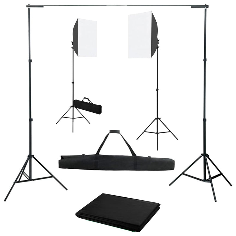 Afbeelding laden in galerijviewer, Vidaxl fotostudioset met softboxlampen en achtergrond
