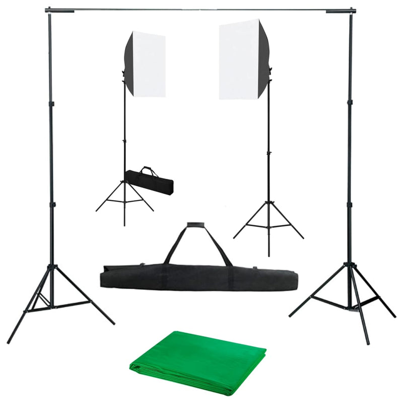 Afbeelding laden in galerijviewer, VidaXL Fotostudioset met softboxlampen en achtergrond
