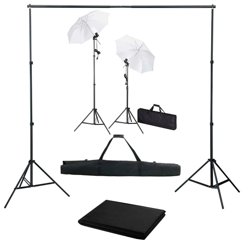 Afbeelding laden in galerijviewer, Vidaxl fotostudioset met achtergrond, lampen en paraplu's
