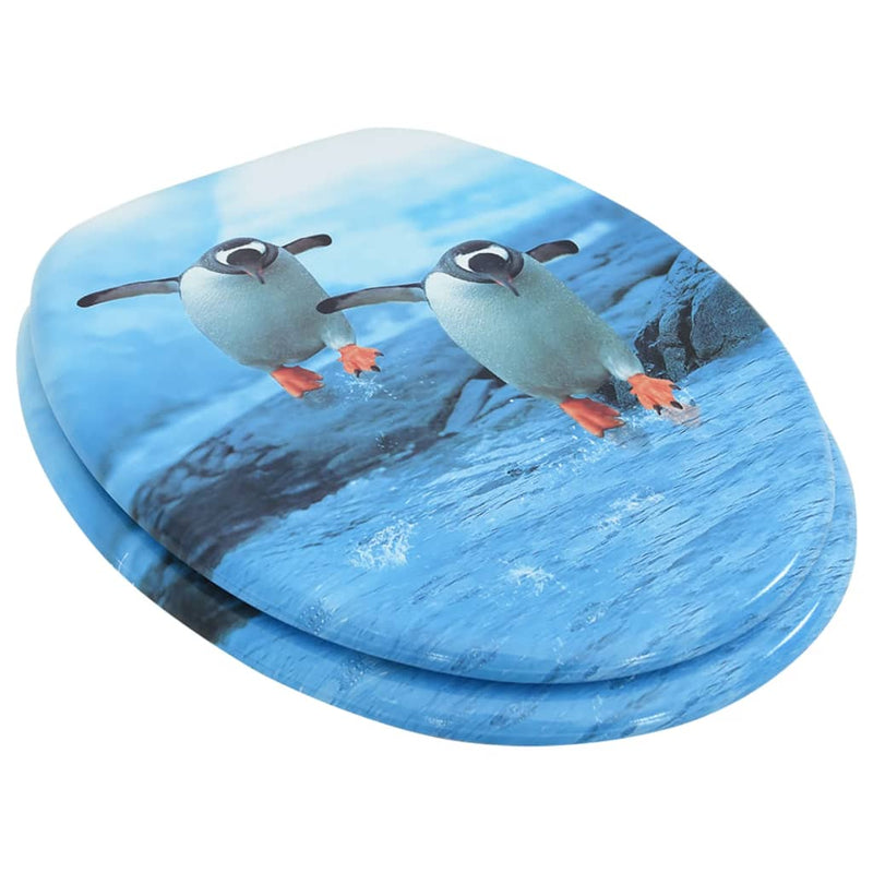 Afbeelding laden in galerijviewer, Vidaxl toiletbril met deksel pinguïn mdf

