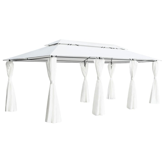 VidaXL Prieel met gordijnen 180g m² 600x298x270 cm wit