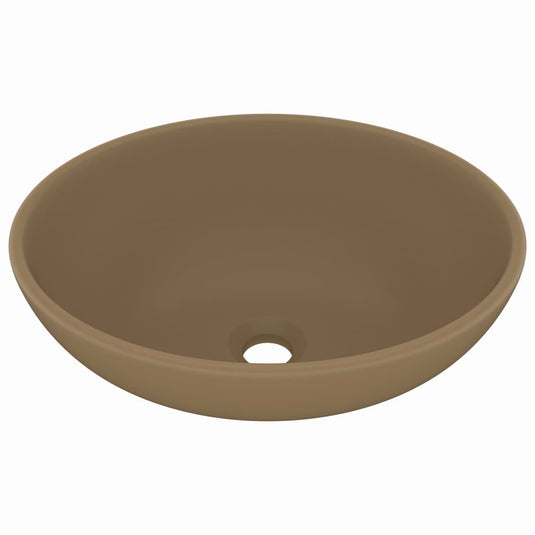 Vidaxl wastafel ovaal 40x33 cm keramiek matcrème