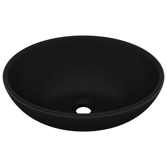 Vidaxl wastafel ovaal 40x33 cm keramiek matzwart