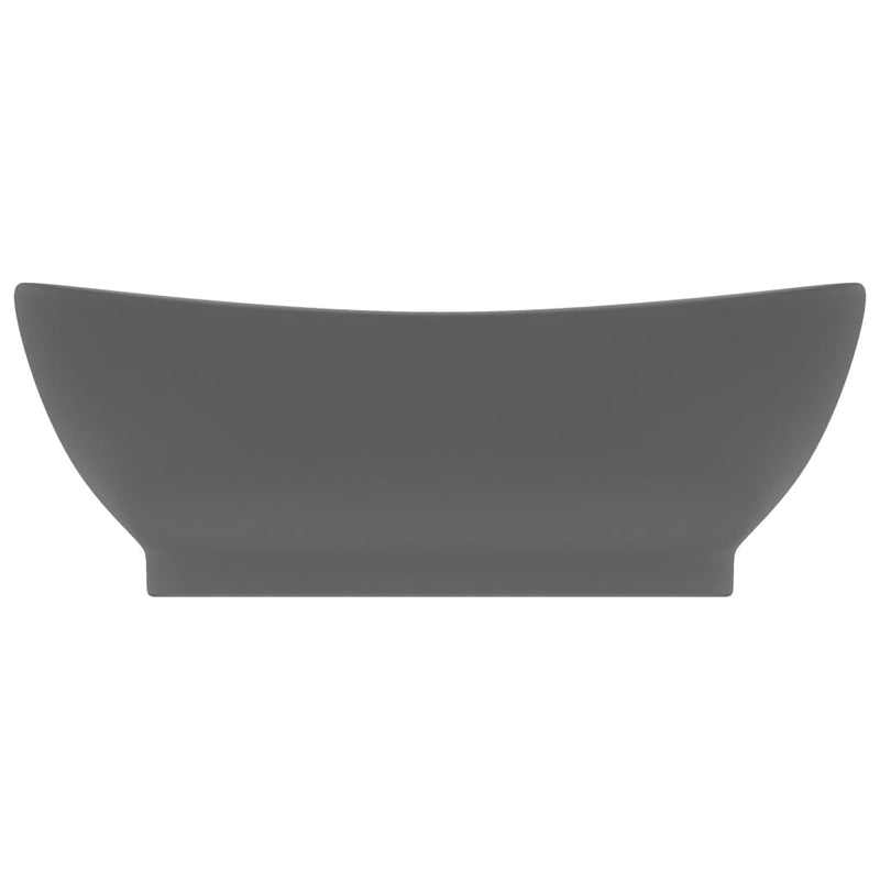 Afbeelding laden in galerijviewer, Vidaxl wastafel met overloop ovaal 58,5x39 cm keramiek mat donkergrijs
