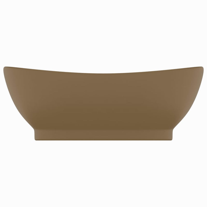 Afbeelding laden in galerijviewer, Vidaxl wastafel met overloop ovaal 58,5x39 cm keramiek matcrème
