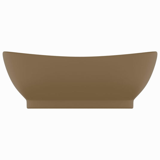 Vidaxl wastafel met overloop ovaal 58,5x39 cm keramiek matcrème