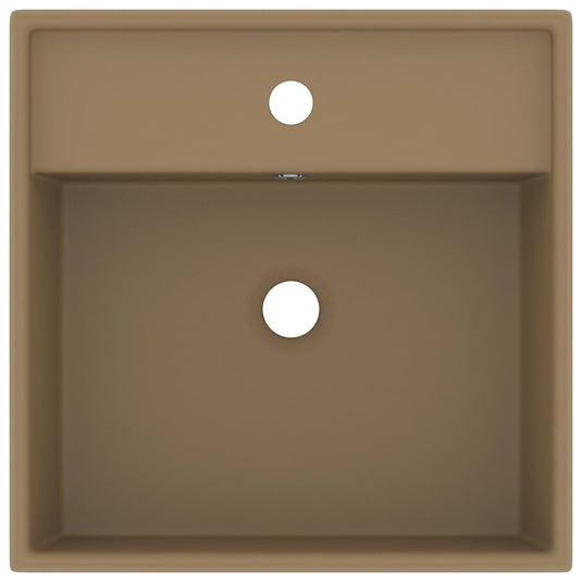 Vidaxl wastafel met overloop vierkant 41x41 cm keramiek matcrème