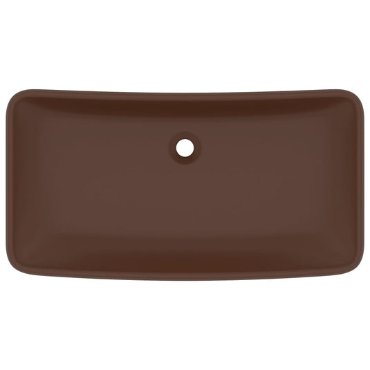 Vidaxl wastafel rechthoekig 71x38 cm keramiek mat donkerbruin