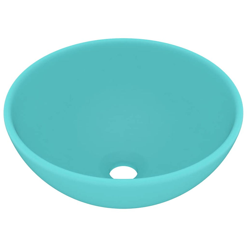 Afbeelding laden in galerijviewer, Vidaxl wastafel rond 32,5x14 cm keramiek mat lichtgroen
