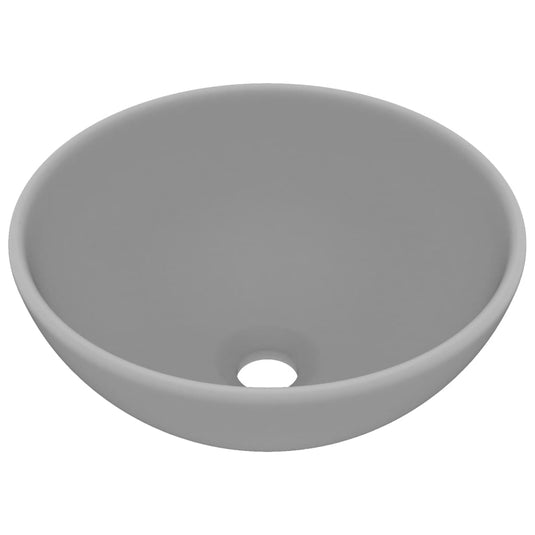 Vidaxl wastafel rond 32,5x14 cm keramiek mat lichtgrijs