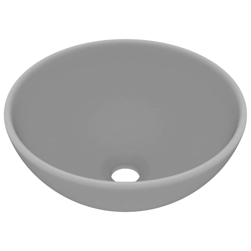 Afbeelding laden in galerijviewer, Vidaxl wastafel rond 32,5x14 cm keramiek mat lichtgrijs
