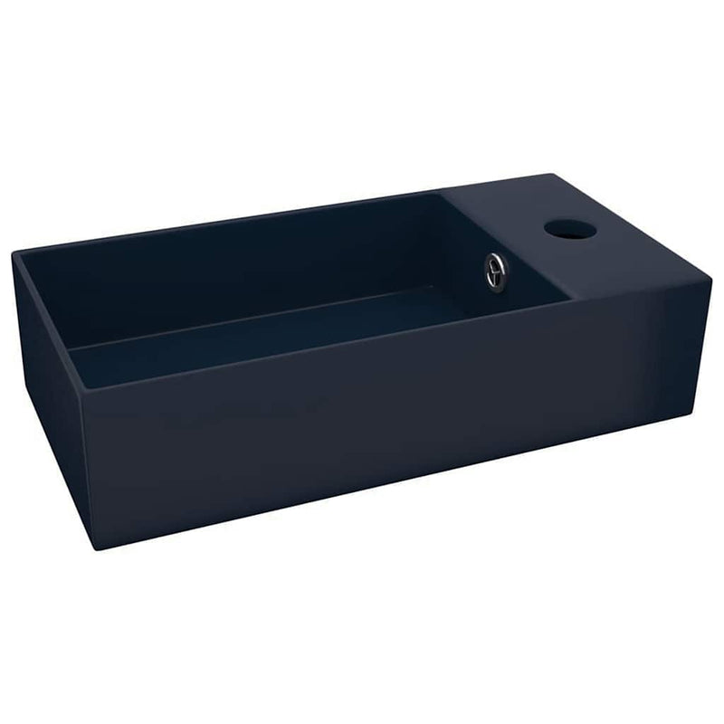 Afbeelding laden in galerijviewer, Vidaxl wastafel met overloop keramiek donkerblauw
